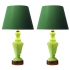 green glass table lamps, france 1950s