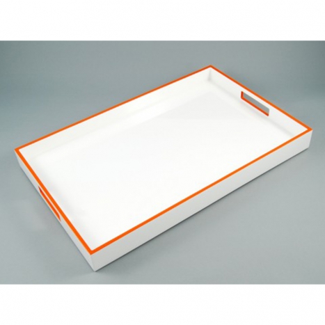 breakfast tray, white with orange